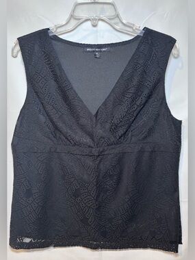 Briggs New York Black Lace V-Neck Sleeveless Blouse Size Petite Large